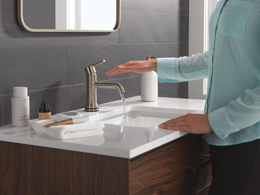 Single Handle Monoblock Bathroom Sink Faucet in Stainless 