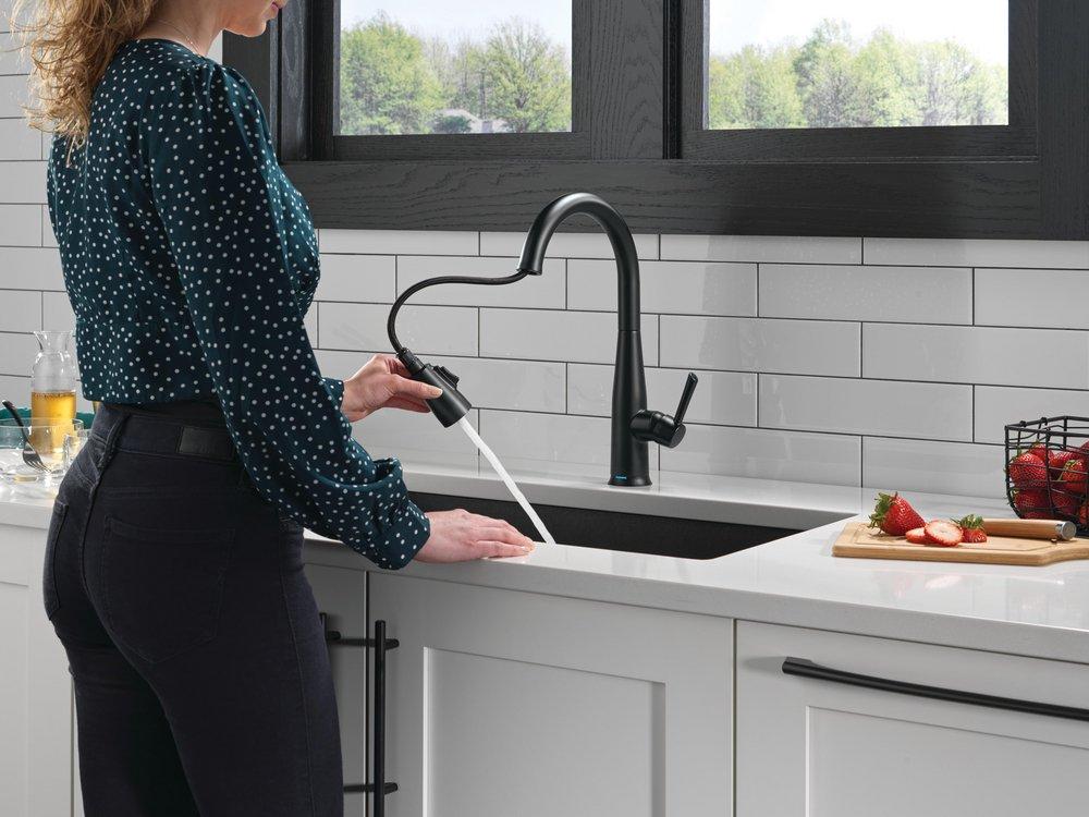 Single Handle Pull Down Kitchen Faucet in Matte Black 