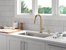Single Handle Pull Down Kitchen Faucet in Champagne Bronze 