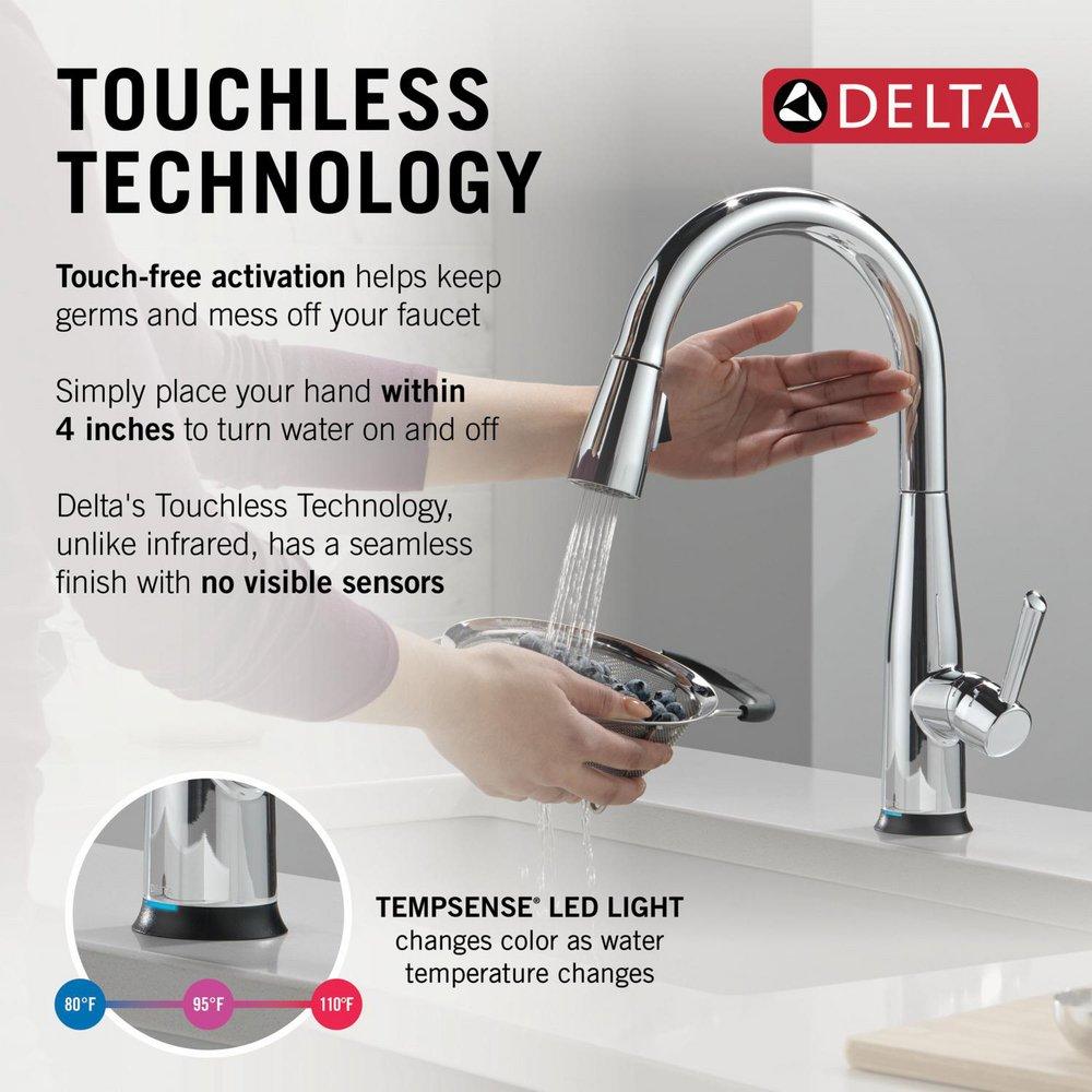 DELTA ESSA VOICEIQ SINGLE HANDLE PULL-DOWN FAUCET WITH TOUCH20 TECHNOLOGY 