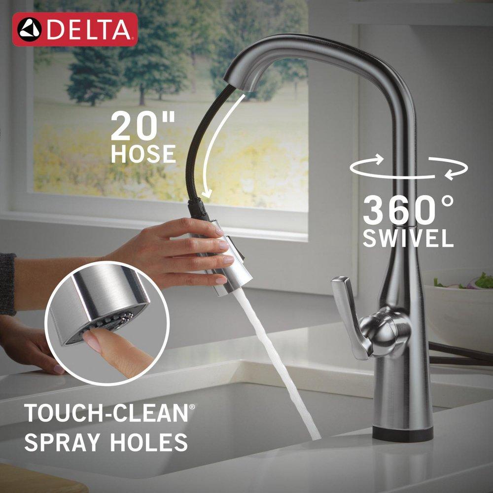 DELTA STRYKE VOICEIQ SINGLE HANDLE PULL-DOWN FAUCET WITH TOUCH20 TECHNOLOGY 