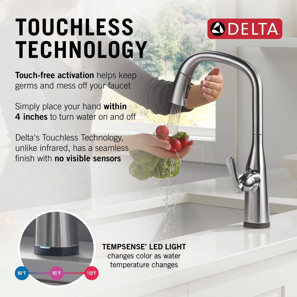 DELTA STRYKE VOICEIQ SINGLE HANDLE PULL-DOWN FAUCET WITH TOUCH20 TECHNOLOGY 