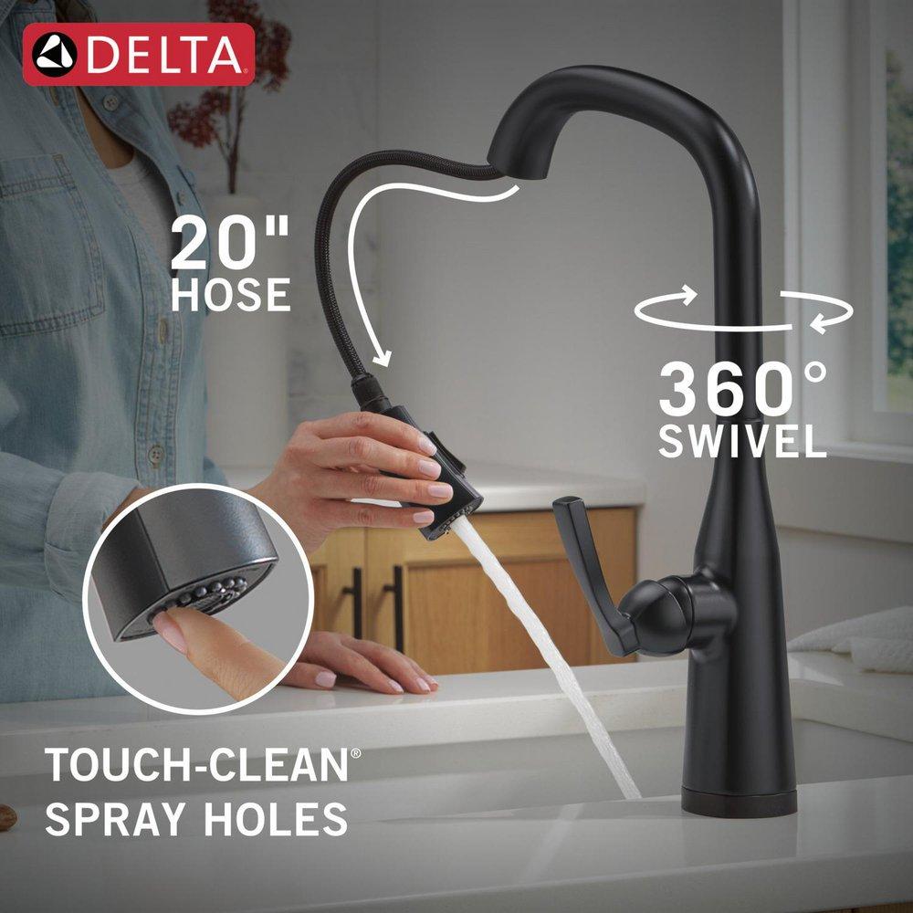 DELTA STRYKE VOICEIQ SINGLE HANDLE PULL-DOWN FAUCET WITH TOUCH20 TECHNOLOGY 