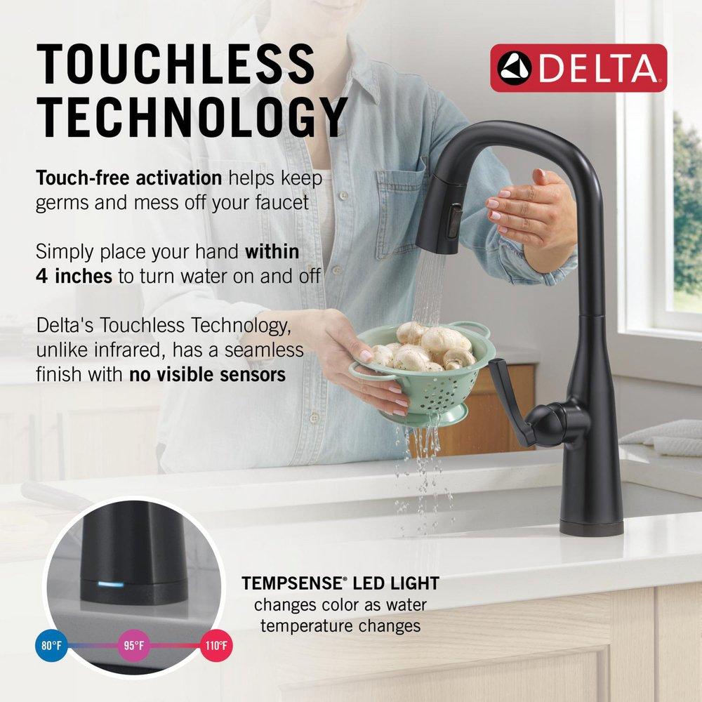 DELTA STRYKE VOICEIQ SINGLE HANDLE PULL-DOWN FAUCET WITH TOUCH20 TECHNOLOGY 