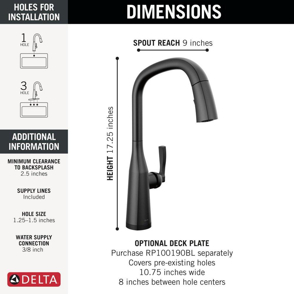 DELTA STRYKE VOICEIQ SINGLE HANDLE PULL-DOWN FAUCET WITH TOUCH20 TECHNOLOGY 