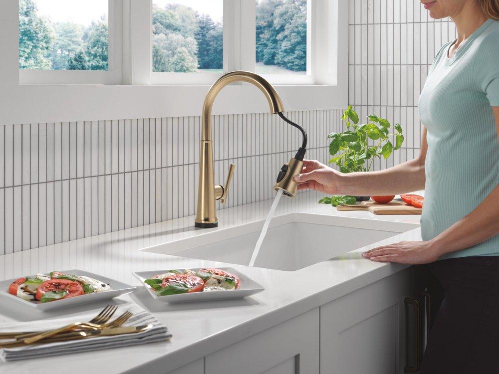 Single Handle Pull Down Kitchen Faucet in Lumicoat&reg; Champagne Bronze 