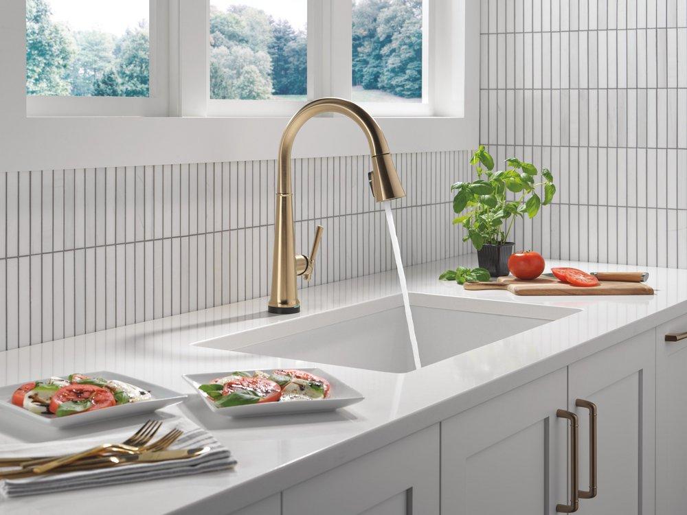 Single Handle Pull Down Kitchen Faucet in Lumicoat&reg; Champagne Bronze 