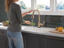 Single Handle Pull Down Kitchen Faucet in Champagne Bronze 