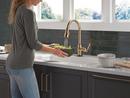 Single Handle Pull Down Kitchen Faucet in Champagne Bronze 