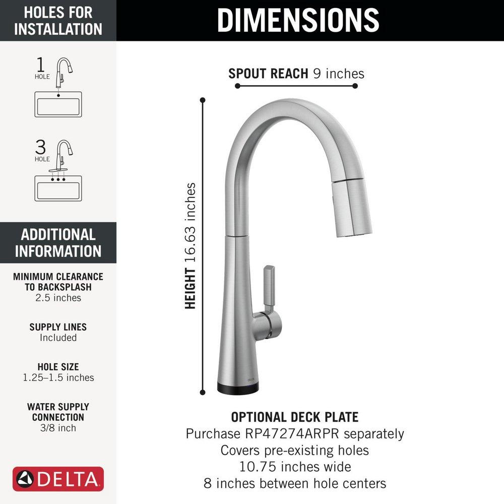 Single Handle Touchless Kitchen Faucet in Lumicoat&reg; Arctic Stainless 