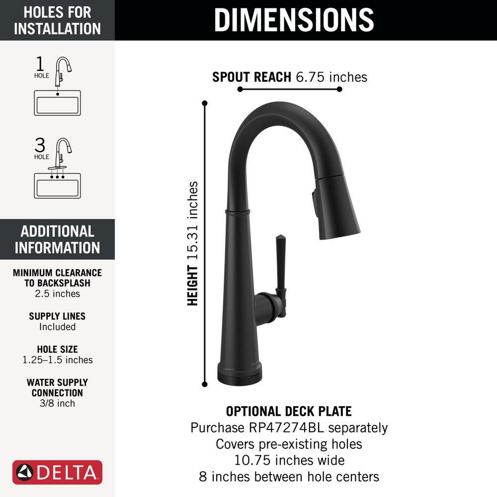 DELTA EMMELINE TOUCH2O BAR / PREP FAUCET WITH TOUCHLESS TECHNOLOGY 