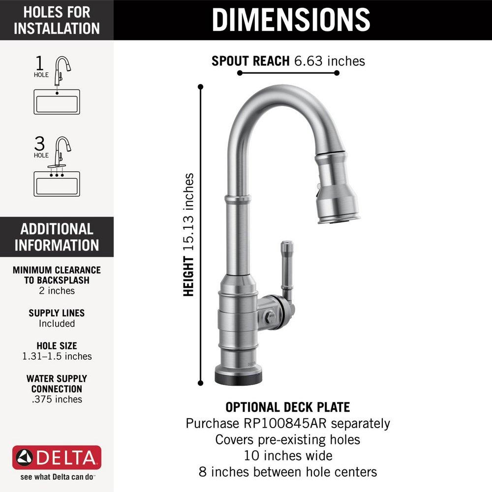 DELTA BRODERICK TOUCH2O BAR / PREP FAUCET WITH TOUCHLESS TECHNOLOGY 