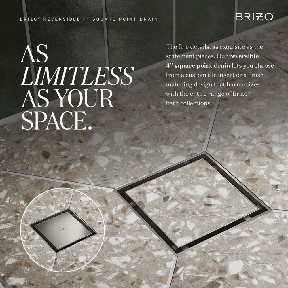 BRIZO OTHER: 4 REVERSIBLE SQUARE POINT SHOWER DRAIN 