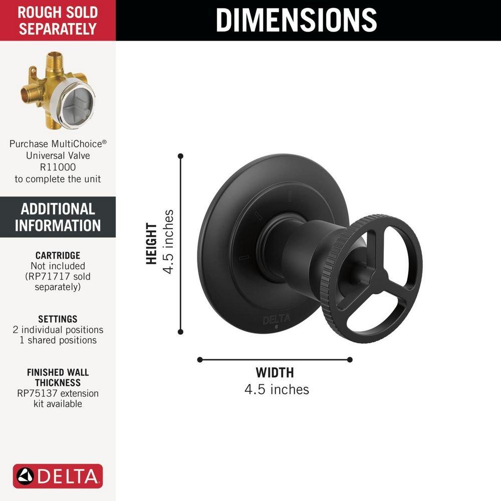 Single Handle Diverter Valve Trim in Matte Black 