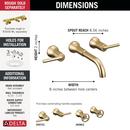 Wall Mount Bathroom Sink Faucet in Champagne Bronze (Handles Sold Separately) 