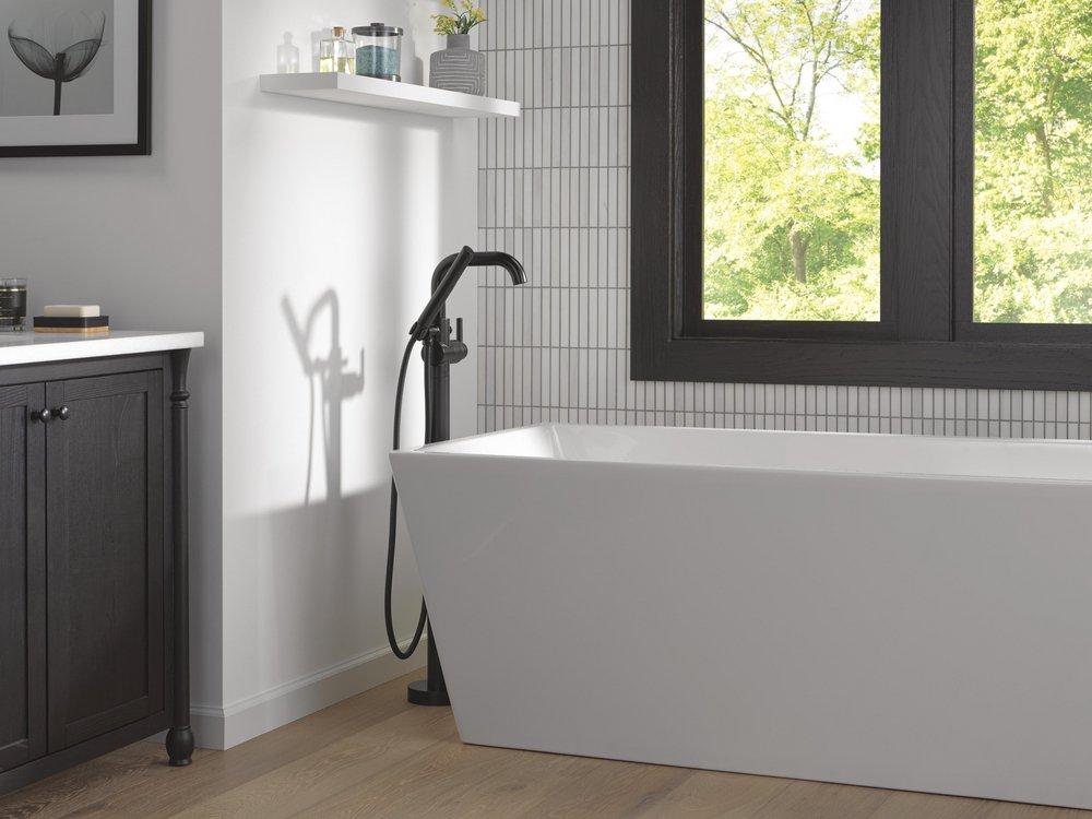 Delta Faucet Matte Black Single Handle Floor Mount Filler (Trim Only) 