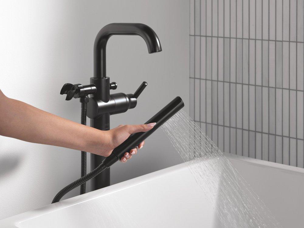 Delta Faucet Matte Black Single Handle Floor Mount Filler (Trim Only) 