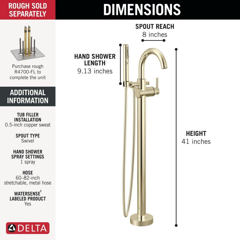 Delta Faucet Polished Nickel Single Handle Floor Mount Filler with Handshower (Trim Only) 