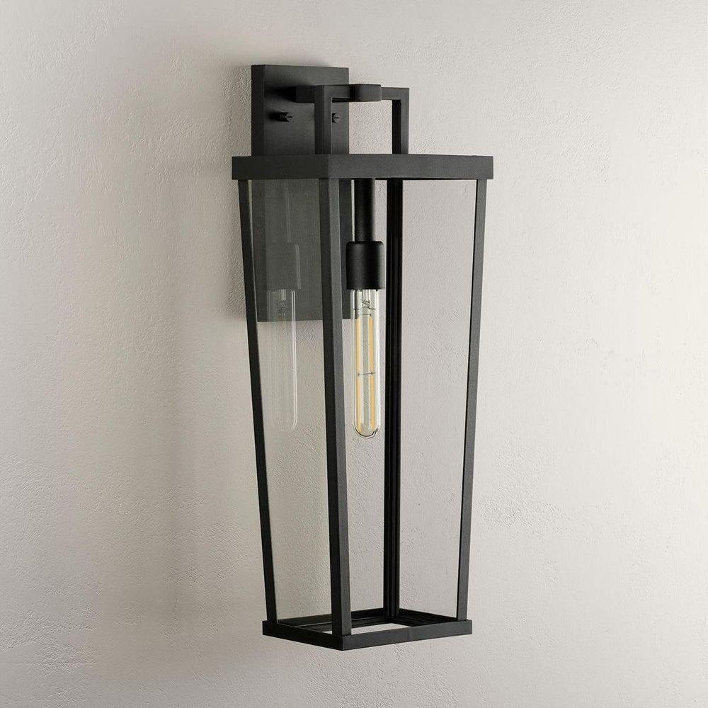 One-Light Large Black New Traditional Outdoor Wall Lantern 