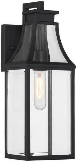 1-Light 16 in. Outdoor Wall Lantern in Matte Black, E26, Wet-Rated, Cottage-Style