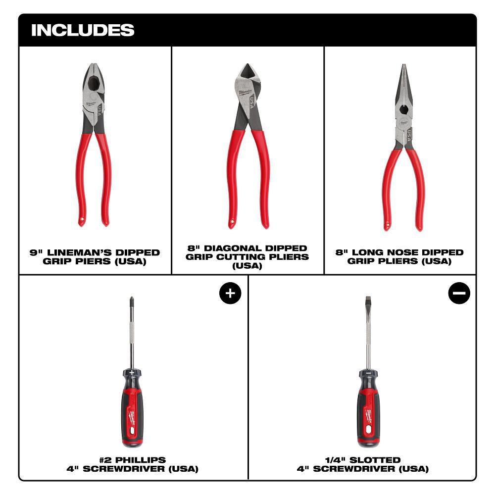 *CVR* 5PC DIPPED GRIP CUTTING PLIER 