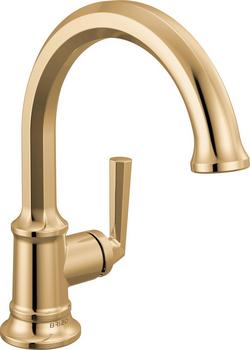 Single Handle Monoblock Bathroom Sink Faucet in Polished Gold