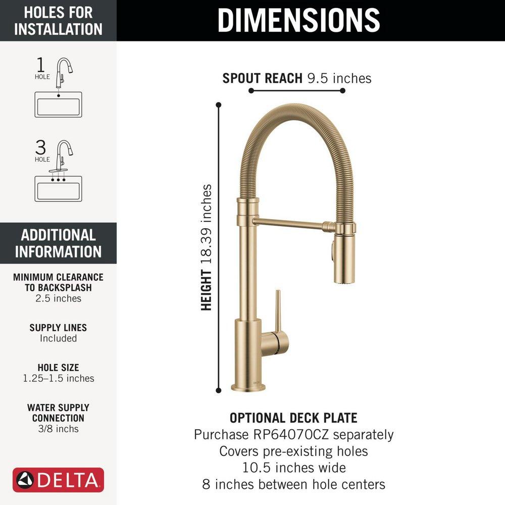 Single Handle Pull Down Kitchen Faucet in Champagne Bronze 