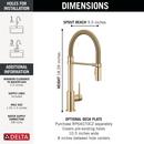 Single Handle Pull Down Kitchen Faucet in Champagne Bronze 
