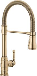 Single Handle Pull Down Kitchen Faucet in Champagne Bronze 