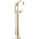 Single Handle Floor Mount Tub Filler with Hand Shower in Polished Nickel (Trim Only) 