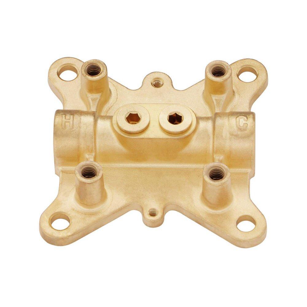 BEASLEY FREESTANDING TUB FAUCET WITH HAND SHOWER AND ROUGH-IN VALVE LESS STOPS - BRUSHED GOLD 