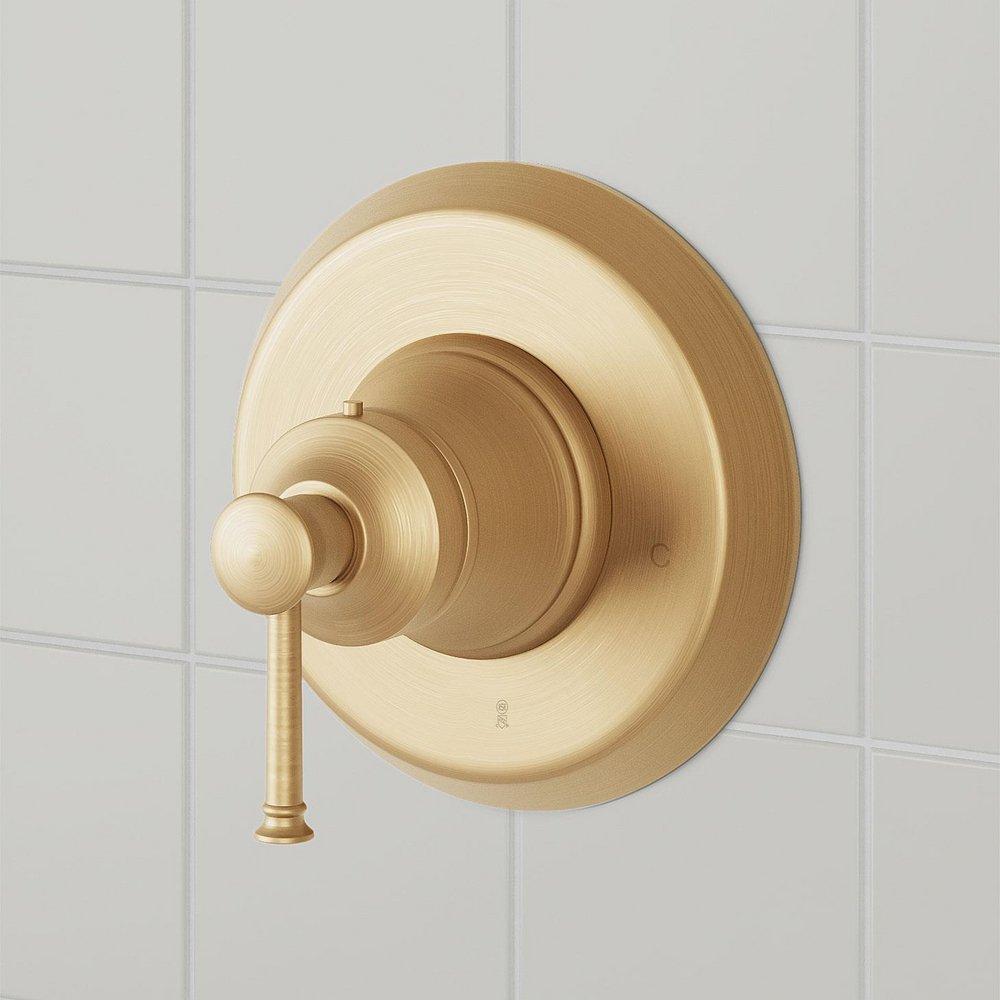BEASLEY THERMOSTATIC SHOWER TRIM AND 1/2" VALVE - BRUSHED GOLD 