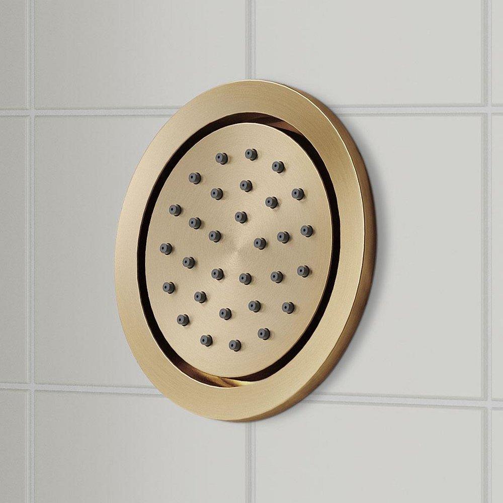 BEASLEY THERMOSTATIC SHOWER SYSTEM WITH 3 BODY SPRAYS AND HAND SHOWER - AGED BRASS 