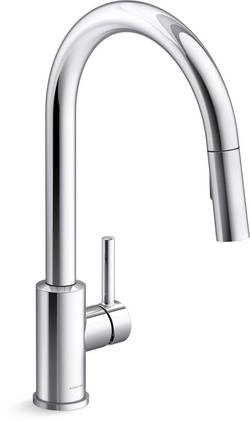 Single Handle Pull Down Kitchen Faucet in Polished Chrome