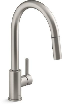 Single Handle Pull Down Kitchen Faucet in Vibrant Stainless