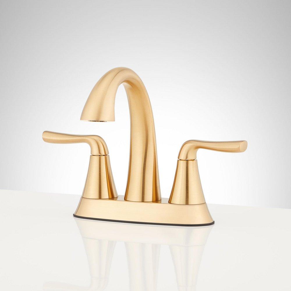 Signature Hardware Brushed Gold Two Handle Centerset/Minispread Bathroom Sink Faucet 