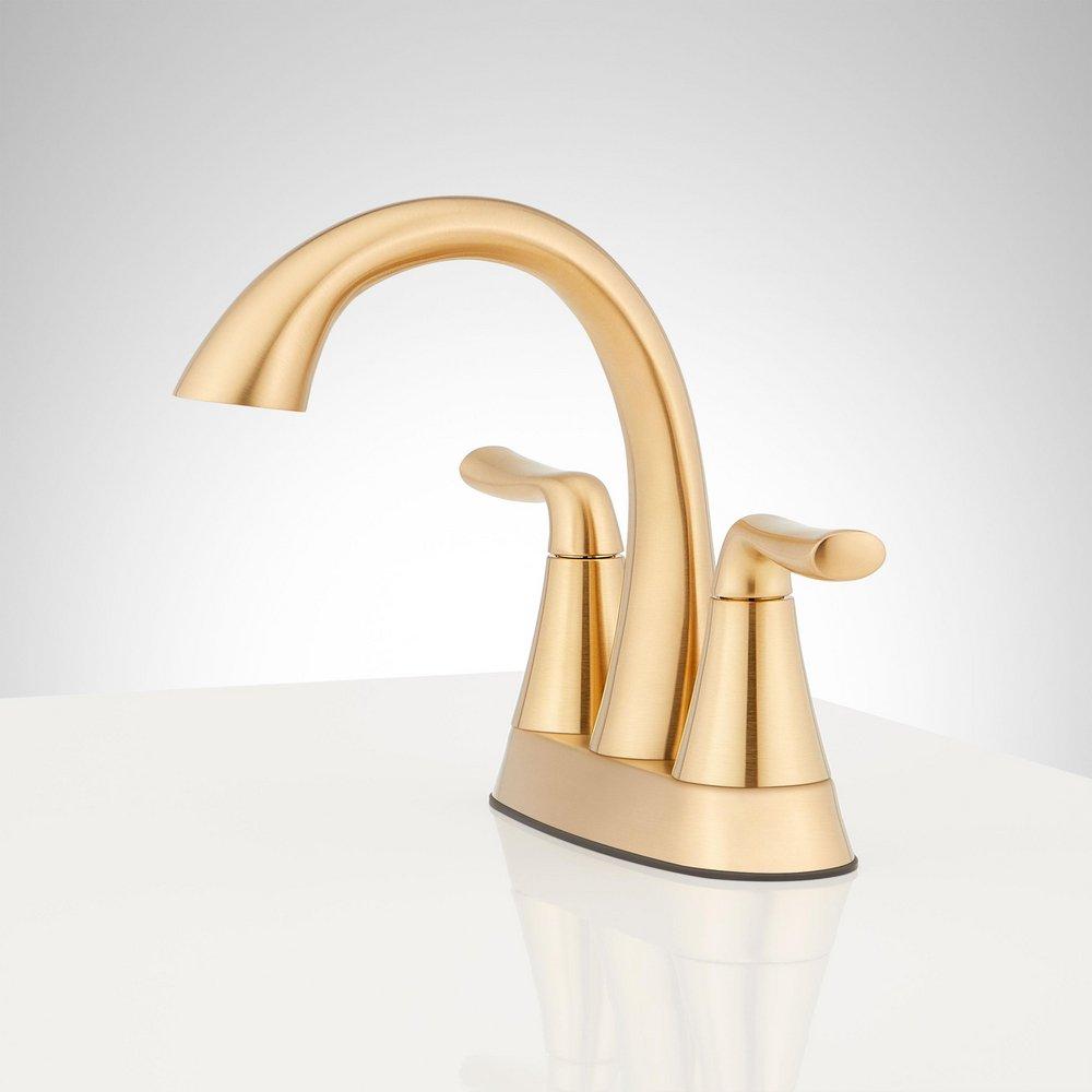Signature Hardware Brushed Gold Two Handle Centerset/Minispread Bathroom Sink Faucet 