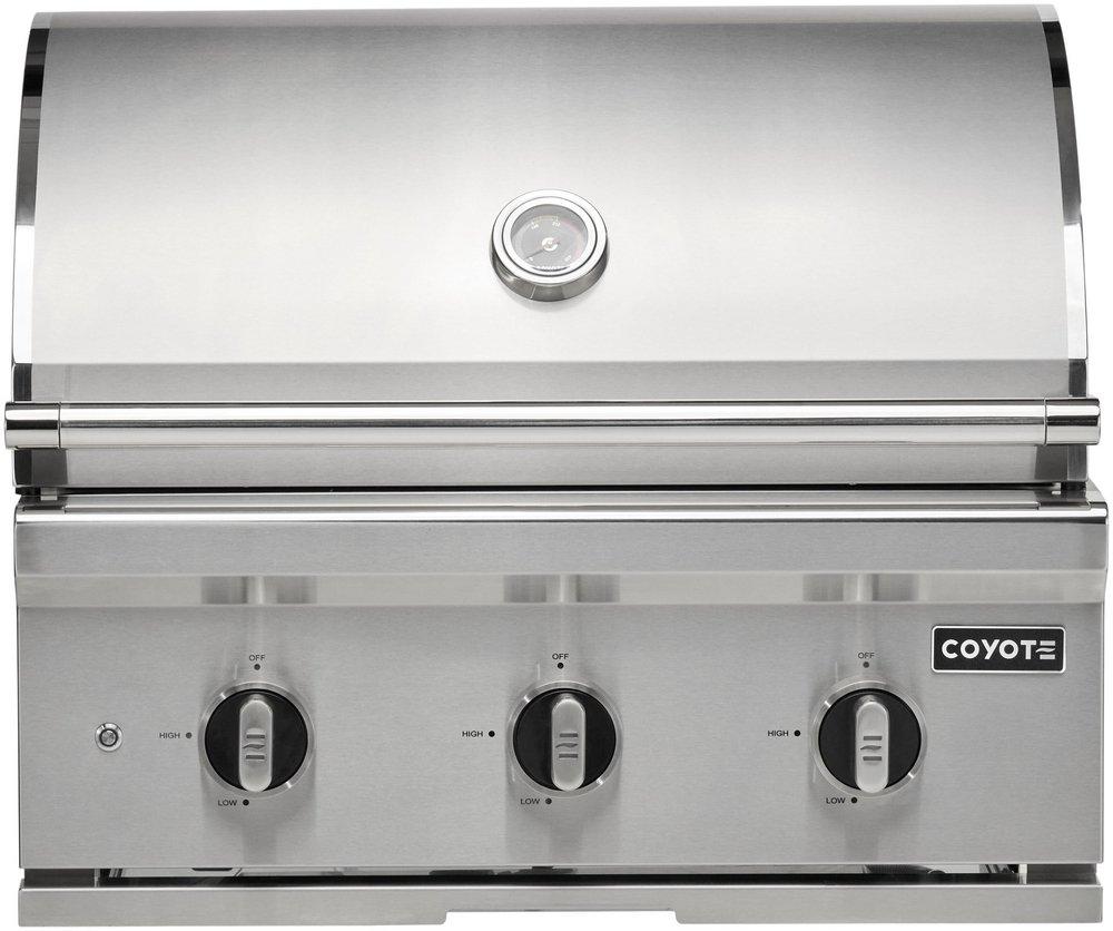 30" 3 Burner Outdoor Liquid Propane Barbecue Grill in Stainless Steel 