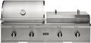 50" W Outdoor Built In Combination Side By Side Natural Gas Barbecue Grill and Flat Top Griddle in Stainless Steel 