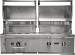 50" W Outdoor Built In Hybrid Side by Side Charcoal & Natural Gas Barbecue Grill in Stainless Steel