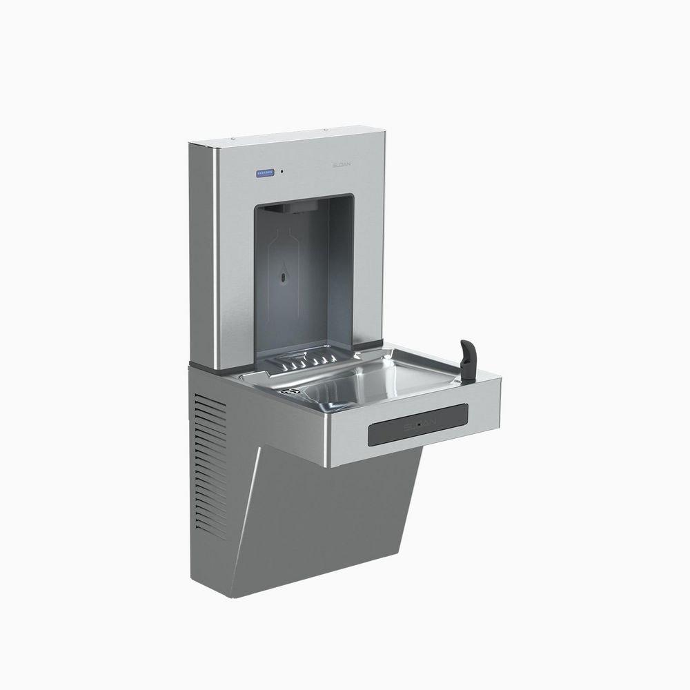 Filtered Refrigerated Bottle Filling Station with Single Water Cooler in Stainless Steel 