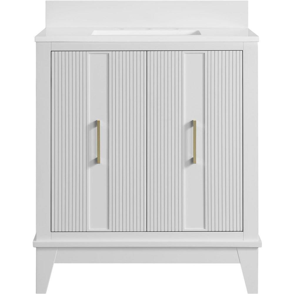 Fenwick 30" Free Standing Single Basin Vanity Set with Cabinet and Engineered Stone Vanity Top 