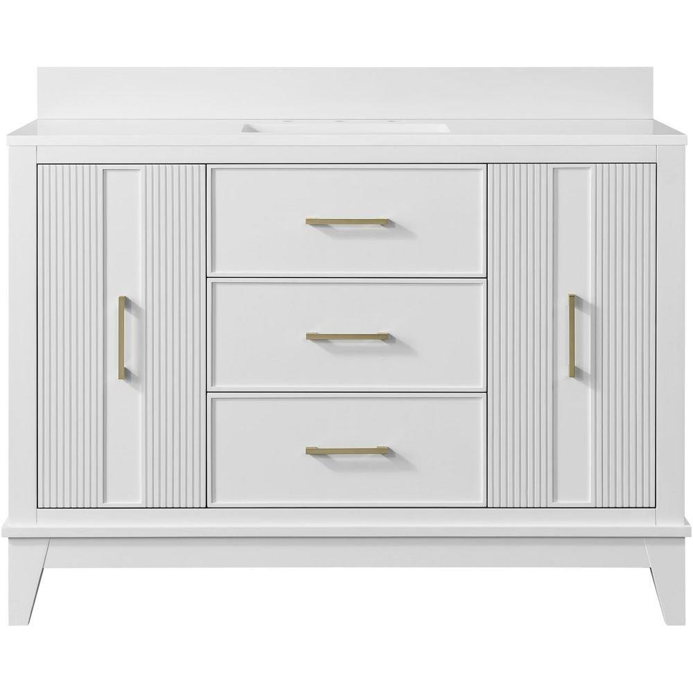 Fenwick 48" Free Standing Single Basin Vanity Set with Cabinet and Engineered Stone Vanity Top 