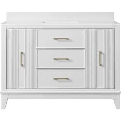 48 in. Free Standing Single Basin Vanity Set in Bright White with Engineered Stone Vanity Top