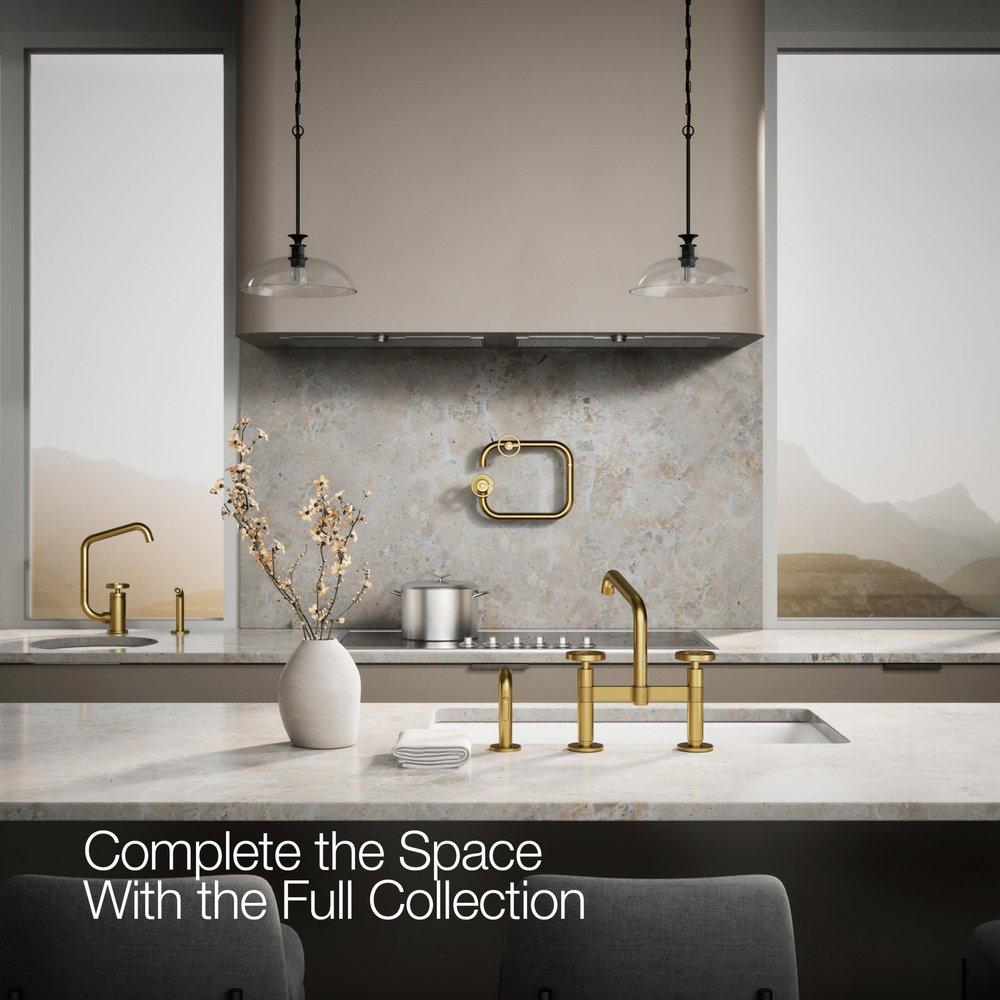 KOHLER Vibrant Brushed Moderne Brass BILLET DM BRIDGE - CIRCLE HDL SQUARE 