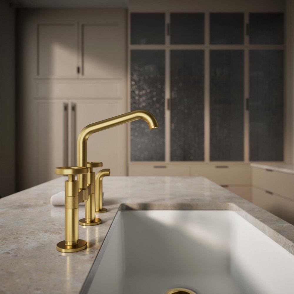 KOHLER Vibrant Brushed Moderne Brass BILLET DM BRIDGE - CIRCLE HDL SQUARE 
