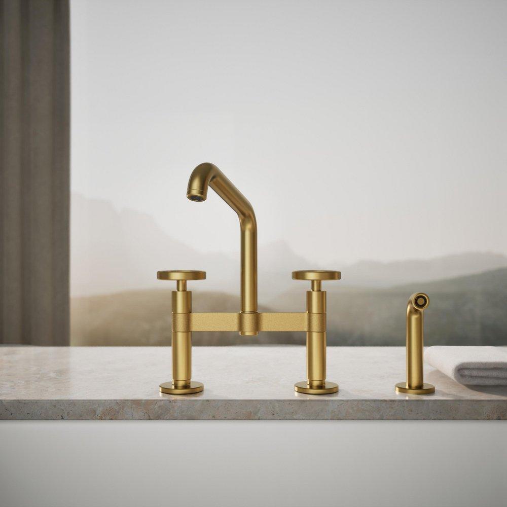 KOHLER Vibrant Brushed Moderne Brass BILLET DM BRIDGE - CIRCLE HDL SQUARE 