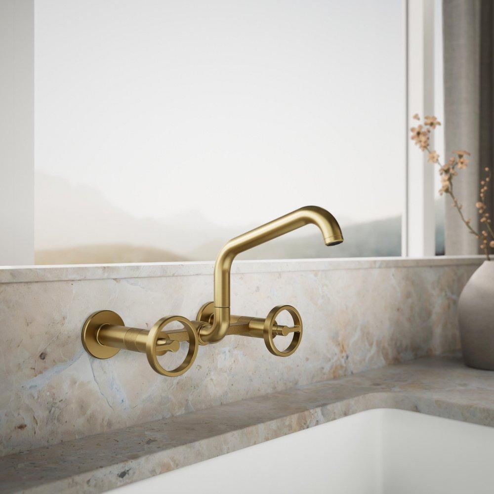 KOHLER Vibrant Brushed Moderne Brass BILLET WM BRIDGE - CIRCLE HDL SQUARE 