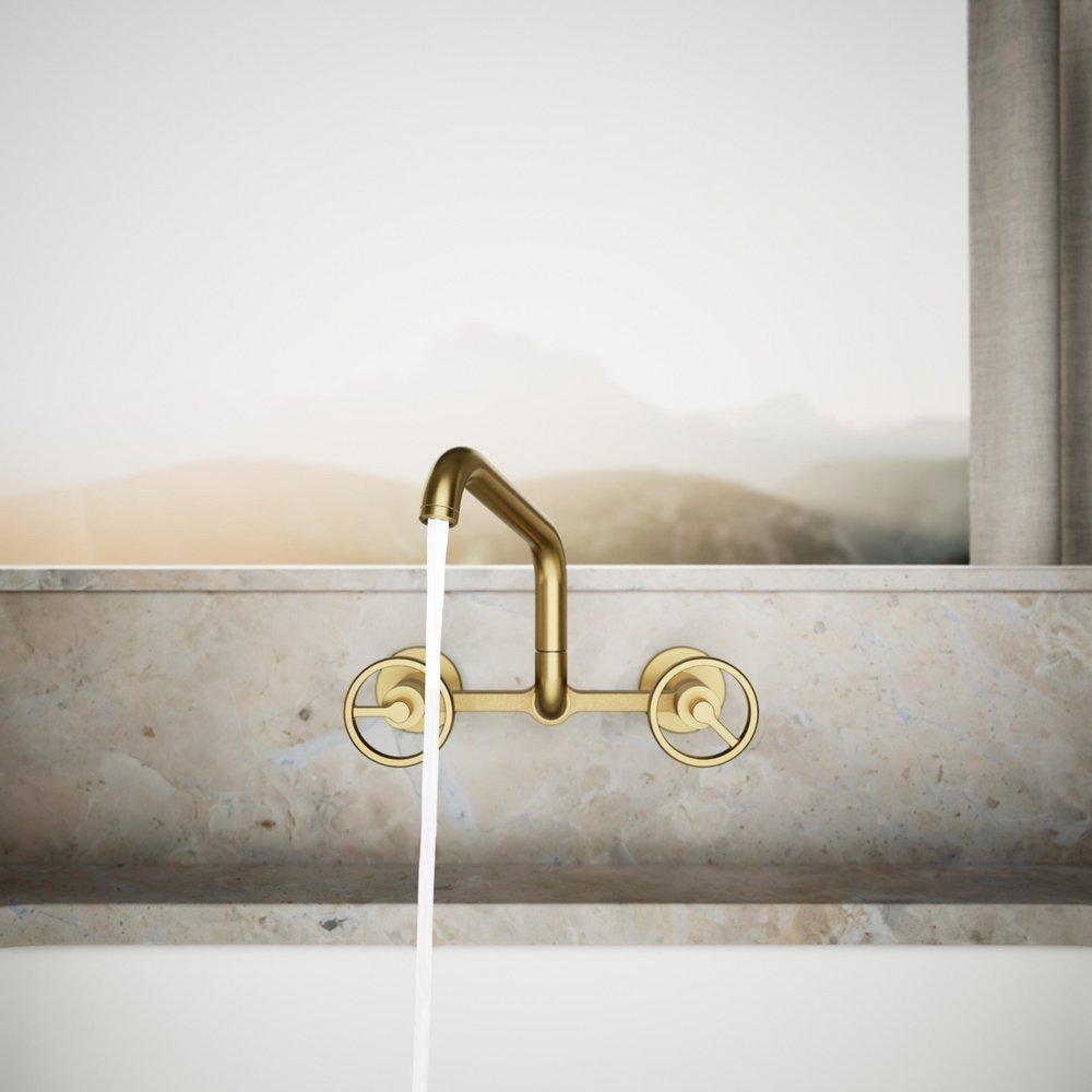 KOHLER Vibrant Brushed Moderne Brass BILLET WM BRIDGE - CIRCLE HDL SQUARE 