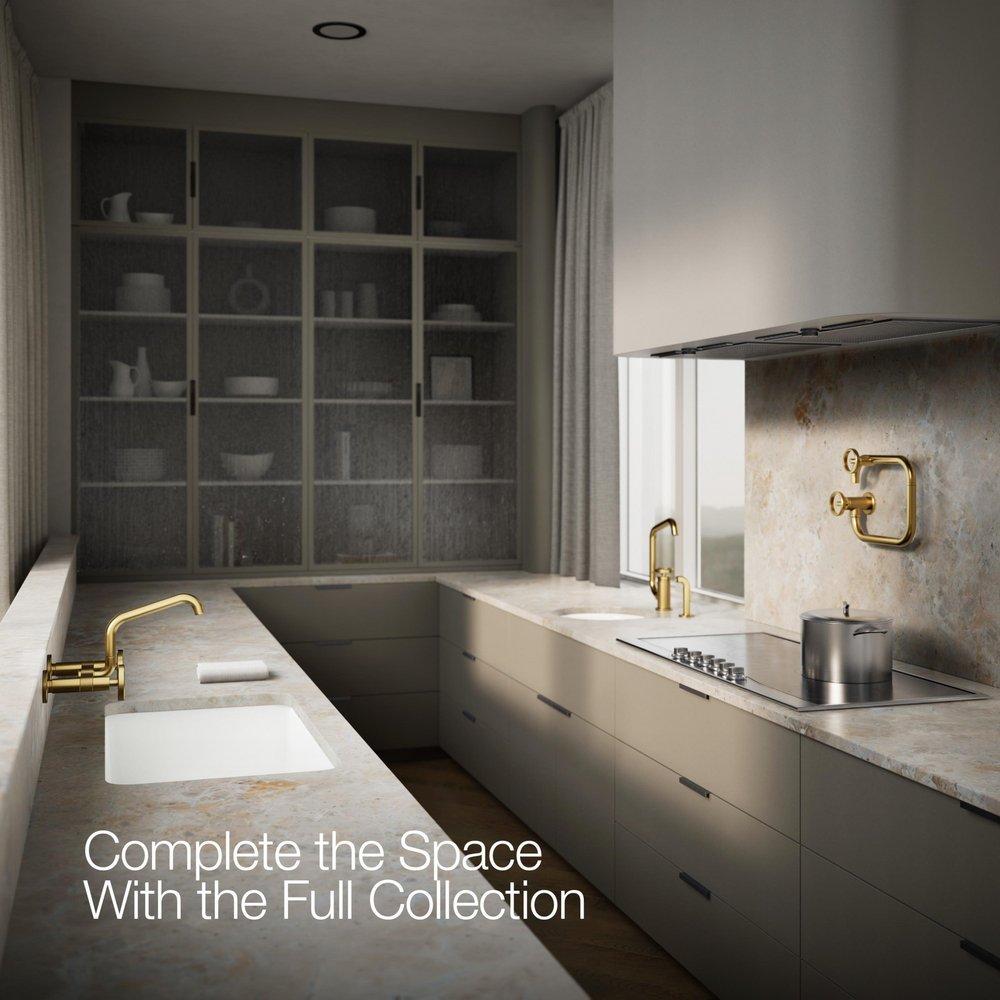 KOHLER Vibrant Brushed Moderne Brass BILLET WM BRIDGE - CIRCLE HDL SQUARE 